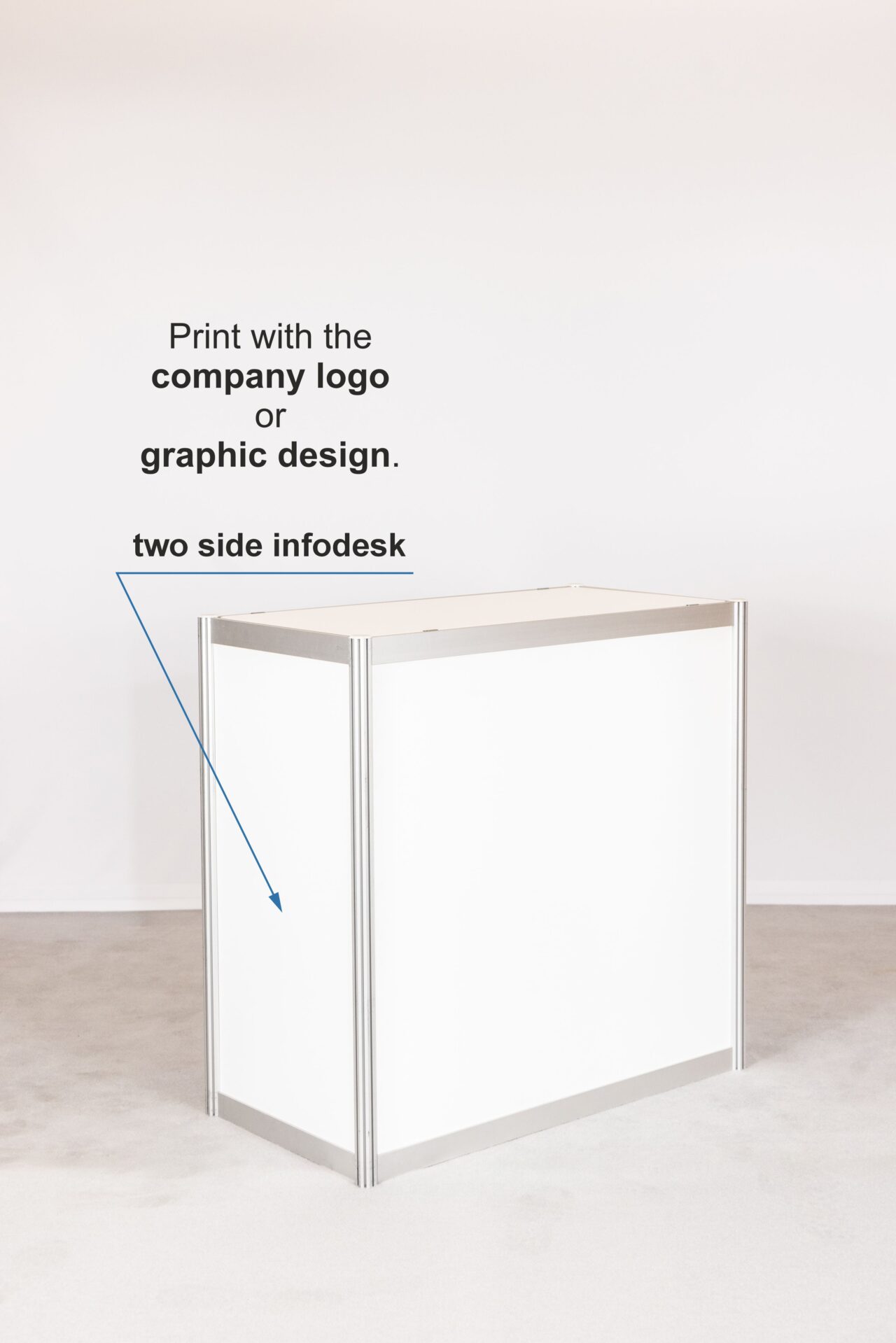 Graphic printing on 2 sides of the info desk